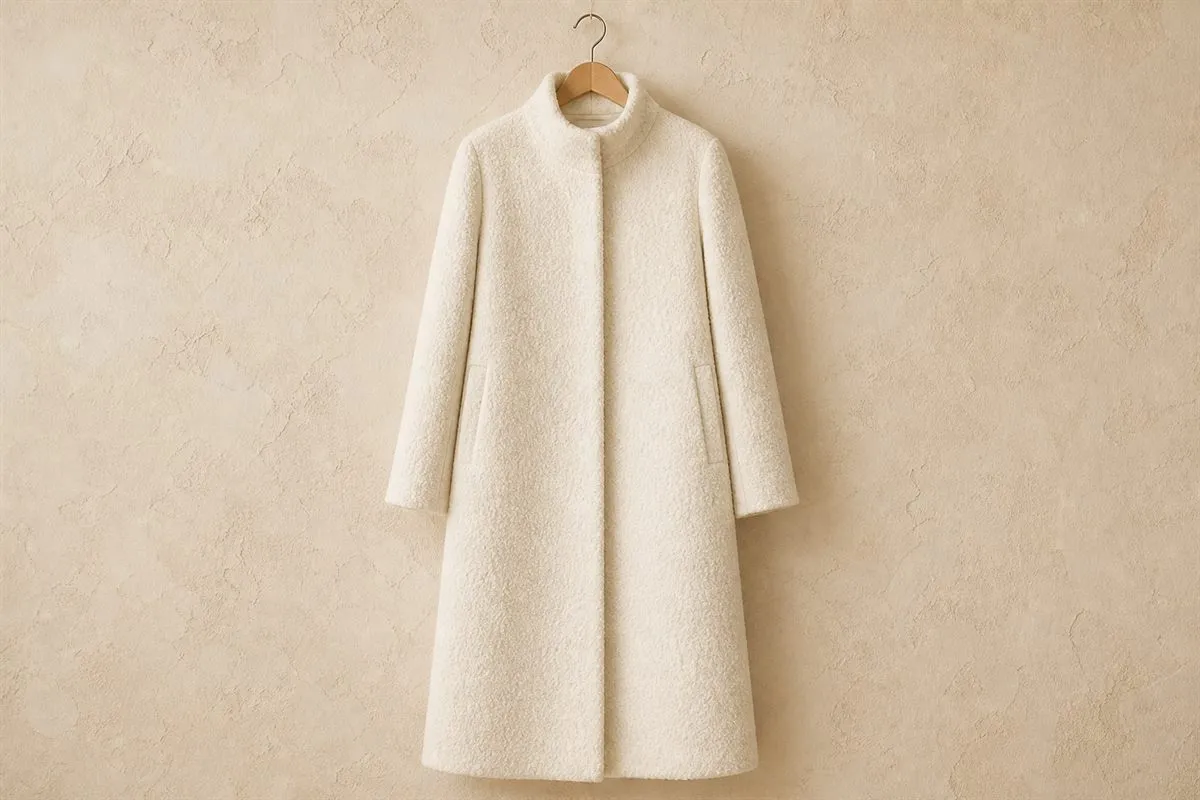 Signature Manteau Long en Laine Bouclée